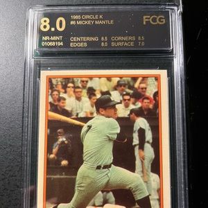 Mickey Mantle Graded 8, near mint card